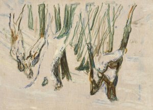 Rugged Trunks in Snow by Edvard Munch Oil Painting