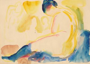 Seated Female Nude with Blue Stockings by Edvard Munch Oil Painting