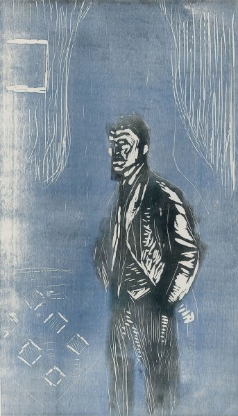 Self-Portrait in Moonlight  by Edvard Munch - Hand-Painted Oil Painting Reproduction