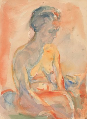 Sittende kvinnelig akt i sidelys by Edvard Munch Oil Painting