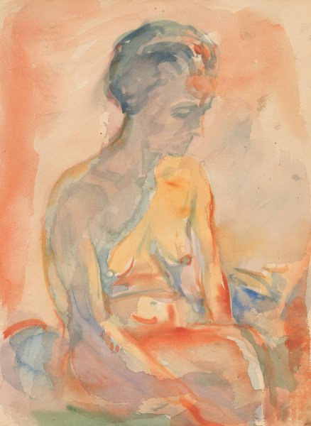 Main Product Photo of Sittende kvinnelig akt i sidelys  Painting by Edvard Munch