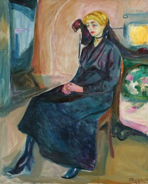 Sittende Ung Kvinne by Edvard Munch Oil Painting