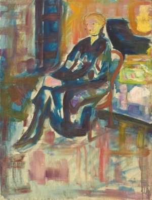Sittende ung kvinne by Edvard Munch Oil Painting
