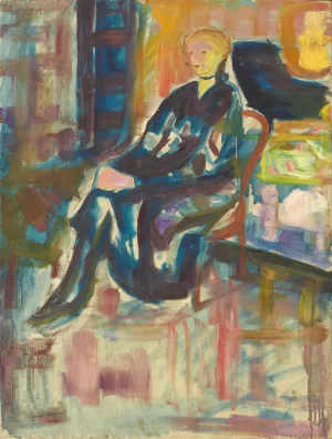 Sittende ung kvinne Oil painting by Edvard Munch