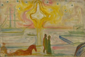 Sunrise In The Harbour by Edvard Munch Oil Painting