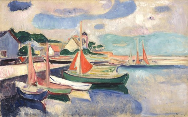 Taarbaek Harbour  by Edvard Munch - Hand-Painted Oil Painting Reproduction
