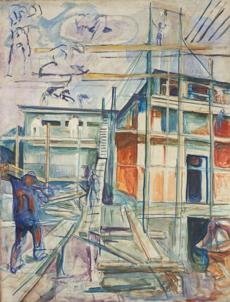 Main Product Photo of The Building Of The Winter Studio  Painting by Edvard Munch