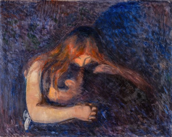 The Vampire  by Edvard Munch - Hand-Painted Oil Painting Reproduction