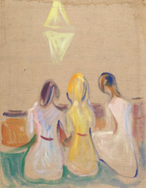 Three Seated Young Women by Edvard Munch Oil Painting