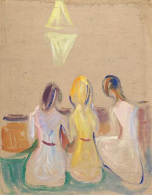 Three Seated Young Women by Edvard Munch Oil Painting