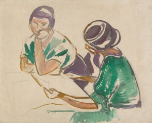 Two Women at the Table by Edvard Munch Oil Painting