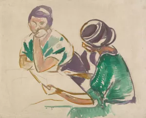 Two Women at the Table by Edvard Munch Oil Painting
