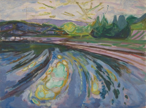 Waves Against The Shore  by Edvard Munch - Hand-Painted Oil Painting Reproduction