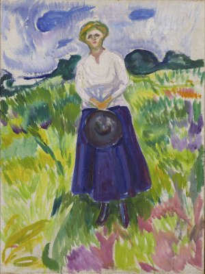 Woman in a Green Meadow by Edvard Munch Oil Painting
