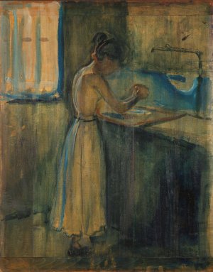 Young Woman Washing herself by Edvard Munch Oil Painting