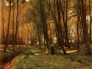 A Walk In The Woods by Edvard Peterson - Oil Painting Reproduction