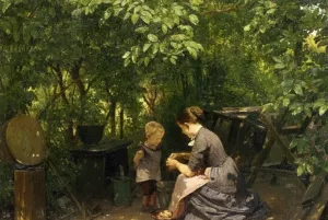 Mother's Little Helper by Edvard Peterson - Oil Painting Reproduction