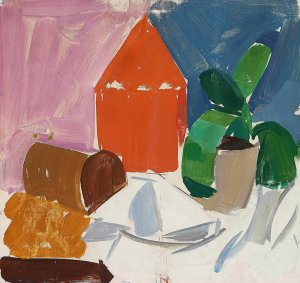 Opstilling med potteplante by Edvard Weie Oil Painting