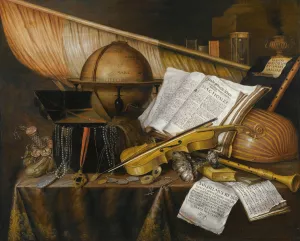 A Vanitas Still Life With Books And Leaflets by Edwaert Collier Oil Painting