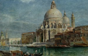 Basilica di Santa Maria della Salute from the Grand Canal Oil painting by Edward Angelo Goodall