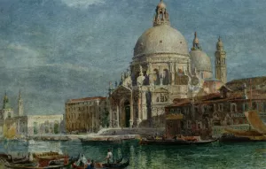 Basilica di Santa Maria della Salute from the Grand Canal by Edward Angelo Goodall - Oil Painting Reproduction