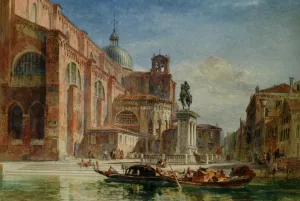The Church of St Giovanni e Paolo with the Statue of Colleoni by Edward Angelo Goodall Oil Painting
