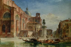 The Church of St Giovanni e Paolo with the Statue of Colleoni Oil painting by Edward Angelo Goodall