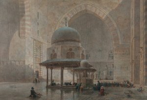 The Interior Of Sultan Hassan Mosque, Cairo by Edward Angelo Goodall Oil Painting