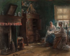 An afternoon chat by Edward Antoon Portielje Oil Painting