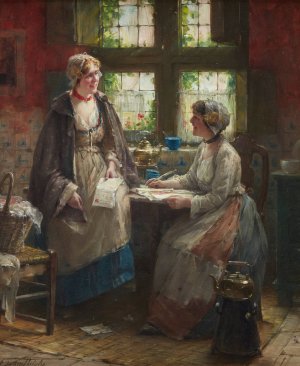 The Letter by Edward Antoon Portielje Oil Painting