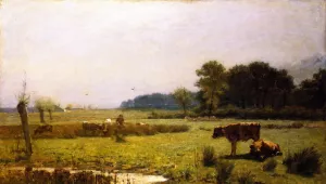 A Surrey Meadow, Morning by Edward Arthur Walton Oil Painting