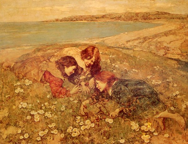 Captive Butterfly by Edward Atkinson Hornel - Hand-Painted Oil Painting Reproduction