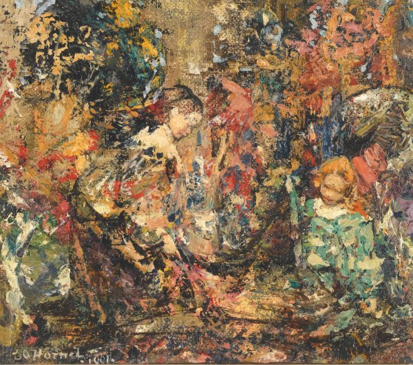 Flower Girls  by Edward Atkinson Hornel - Hand-Painted Oil Painting Reproduction