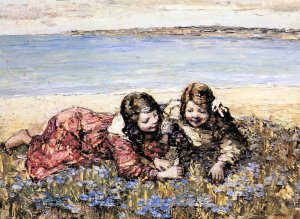 Gathering Flowers by the Seashore Oil painting by Edward Atkinson Hornel