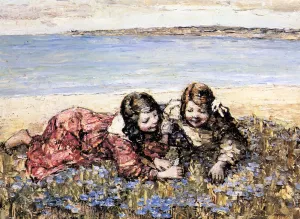 Gathering Flowers by the Seashore Oil painting by Edward Atkinson Hornel