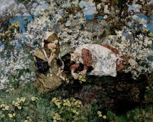 Idyl in Spring by Edward Atkinson Hornel Oil Painting