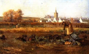 In the Town Crofts, Kirkcudbright Oil painting by Edward Atkinson Hornel