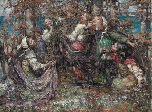 Ring-a-Ring-a-Roses by Edward Atkinson Hornel Oil Painting