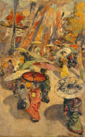 Street Scene, Tokyo by Edward Atkinson Hornel Oil Painting