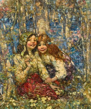 The Bluebell Wood by Edward Atkinson Hornel Oil Painting