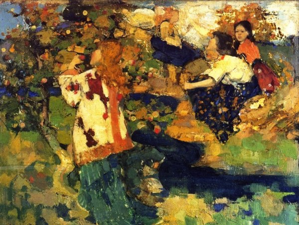 The Book by Edward Atkinson Hornel - Hand-Painted Oil Painting Reproduction