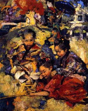 The Fish Pool by Edward Atkinson Hornel Oil Painting