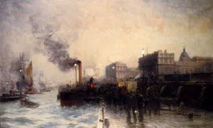 The Last Boat From Greenwich Oil painting by Edward Aubrey Hunt
