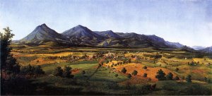 The Peaks of Otter and the Town of Liberty Oil painting by Edward Beyer