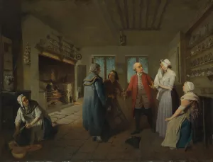 The reception in the kitchen of the news of master Bobby Shandy's Death by Edward Bird Oil Painting
