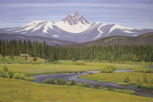 In the Cascade Mountains by Edward Bruce Oil Painting