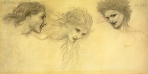 Crudelitas and Saevitia Oil painting by Edward Burne-Jones