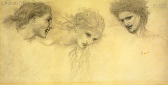Crudelitas and Saevitia by Edward Burne-Jones - Hand-Painted Oil Painting Reproduction