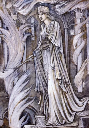 Gudrun Setting Fire to Atli's Palace by Edward Burne-Jones - Oil Painting Reproduction