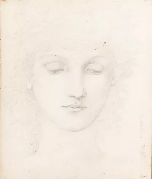 Head of a Girl by Edward Burne-Jones - Oil Painting Reproduction